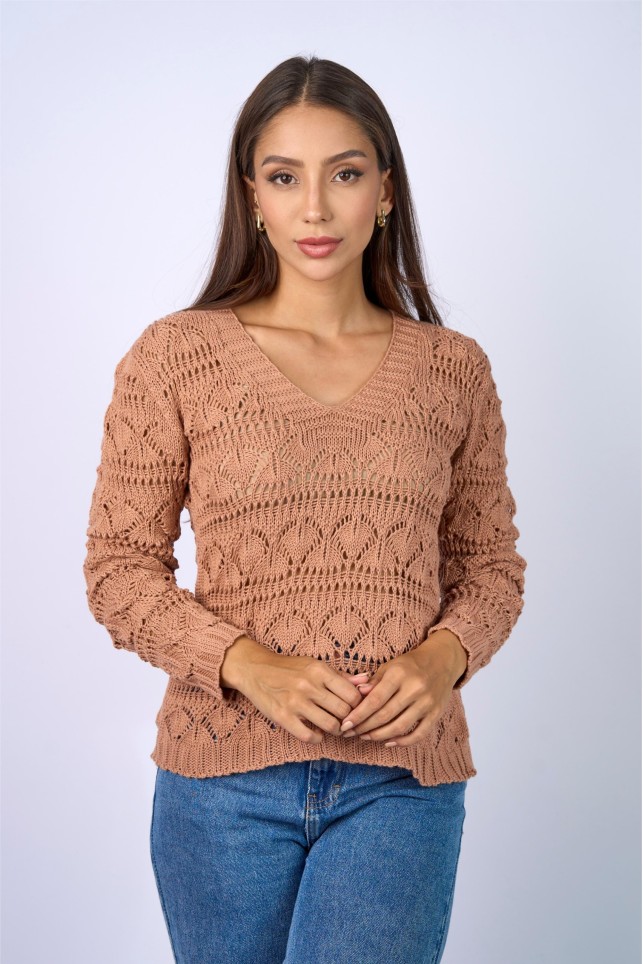 BLUSA DECOTE V RENDADA- 1212